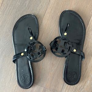 Tory Burch black patent leather sandals